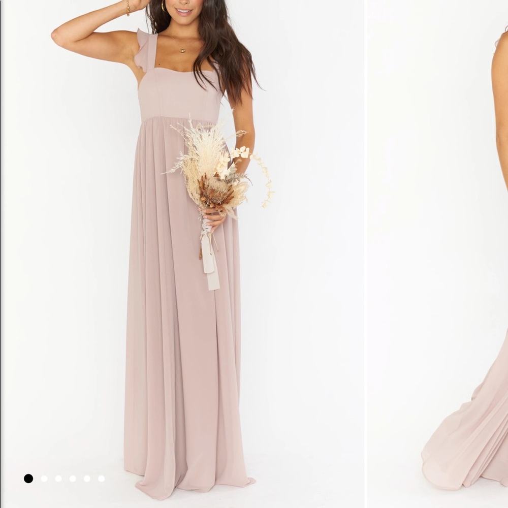 Show me your mumu June Maxi Dress in soft beige chiffon